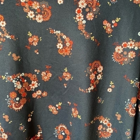 70’s Long Sleeve Wrap Crop Top Paisley Floral Print Medium Boho Bohemian Summer - Picture 7 of 8